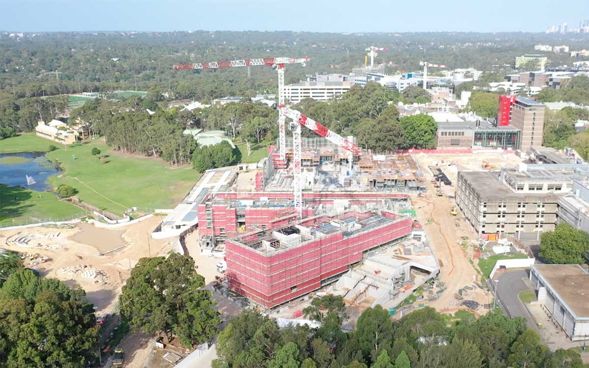 Macquarie University Central Courtyard Project Progress, FDC Building